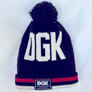 GENUINE DGK GENTLY WORN BEANIE BLACK RED & WHITE O/S